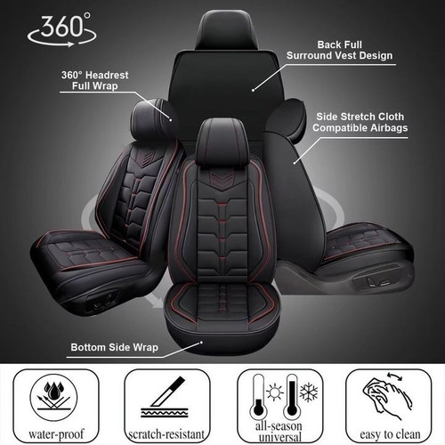 For Hyundai Kona 2018-2024 Car 5 Seat Covers Fuax Leather Front Rear Cushion Pad - Picture 8 of 9