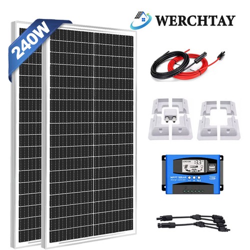 100W 200W 400W 12V Solar Panel Kit with Mounting Brackets Caravan RV Camper Van - Picture 31 of 34