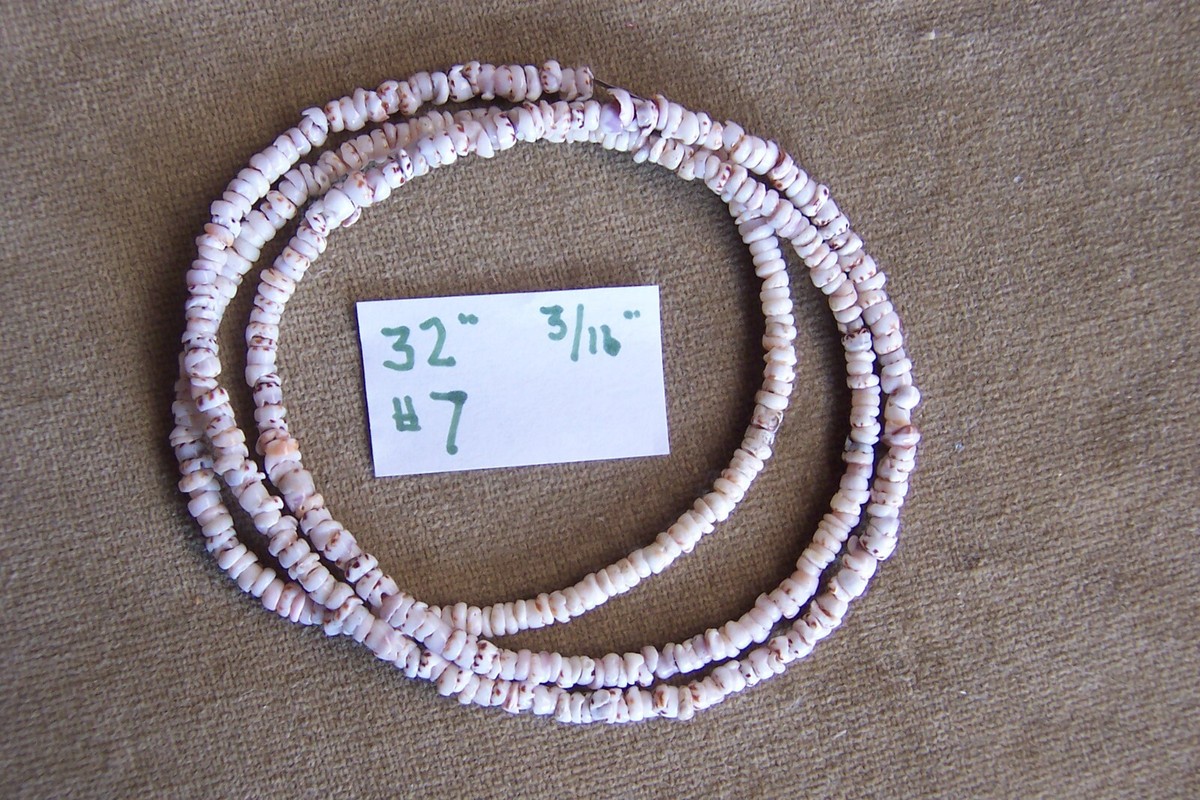 Pomo Clam Shell Beads Extra Long PUKA Shell Necklace-32 Inches