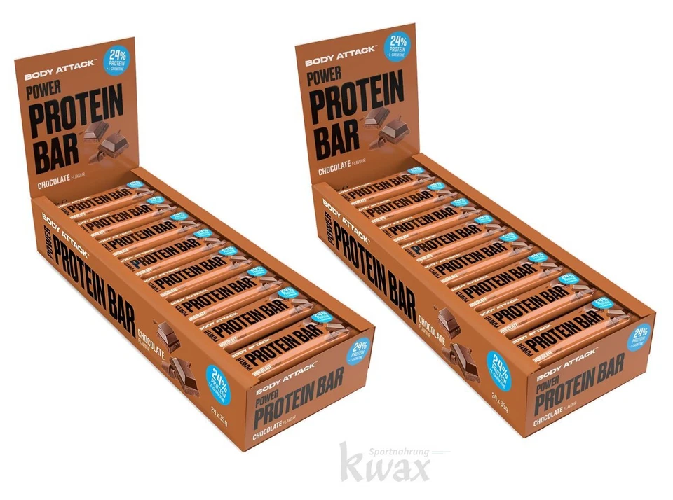 (EUR 31,54/kg) 2er-Pack Body Attack - Power Protein Bar - 2 x Karton 24 x 35g