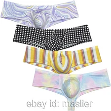 Men's Colorful Boxer Briefs Underwear Pouch Enhancing Brazilian Bikini Lingerie