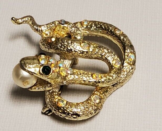 Snake Eating Egg Brooch / Pin. Very unique. VERY … - image 2