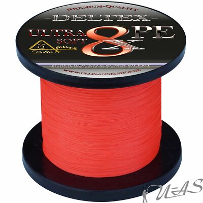 DELTEX Ultra Soft Rot 0,28mm 21.20kg 300M 8 fach Geflochtene Angelschnur Kva