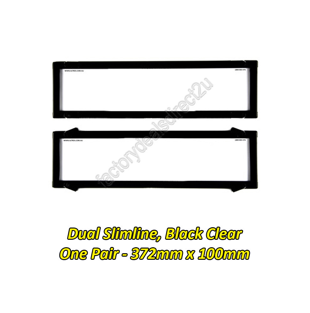 Number Plate Covers Dual Slimline Black Clear Pair QLD VIC TAS SA WA NT