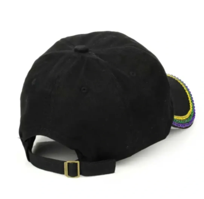 Black Mask Patch Mardi Gras Sequin Brim Baseball Cap Hat Black Mask Patch Mardi Gras Sequin Brim Baseball Cap Hat main image 2