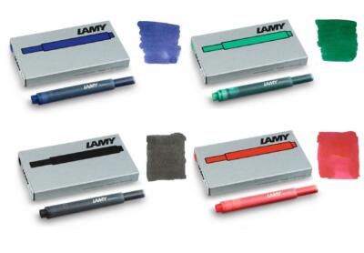 LAMY Fountain Pen Ink Cartridge Refill Pack 5 Cartridges Black Blue Green Red