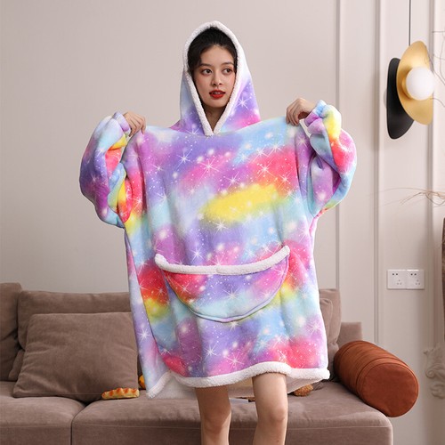 Men's Women's Hoodie Pullover Lazy Blanket Winter Warm Hooded Fleece Sweatshirt - Picture 32 of 32