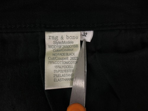 NUEVOS Pantalones de mezclilla Rag & Bone para mujer Cate de altura media talla 32 sin decoloración negros lavados - Imagen 12 de 12