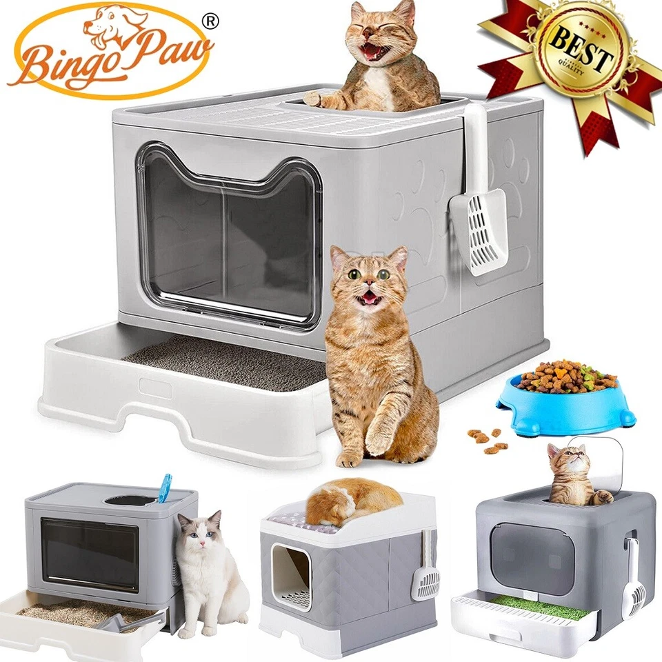 BINGOPAW XXL Katzentoilette Jumbo Katzenklo mit Hauben Katzen WC Haubentoilette mit Sieb