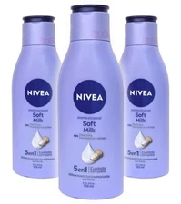 NIVEA Body Cream SOFT MILK Moisturizer Shea Lotion Crema Corporal 3.4oz (3 Pack)