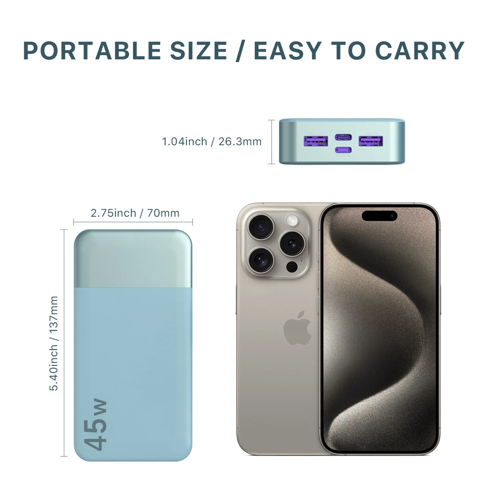 20000mAh 45W PD Power Bank Fast Charging Portable Battery for iPhone 20000mAh 45W PD Power Bank Fast Charging Portable Battery for iPhone