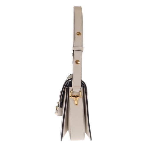 GUCCI Horsebit 1955 Shoulder Bag GG Supreme Canvas White Leather Ebony TGIS - Picture 5 of 13