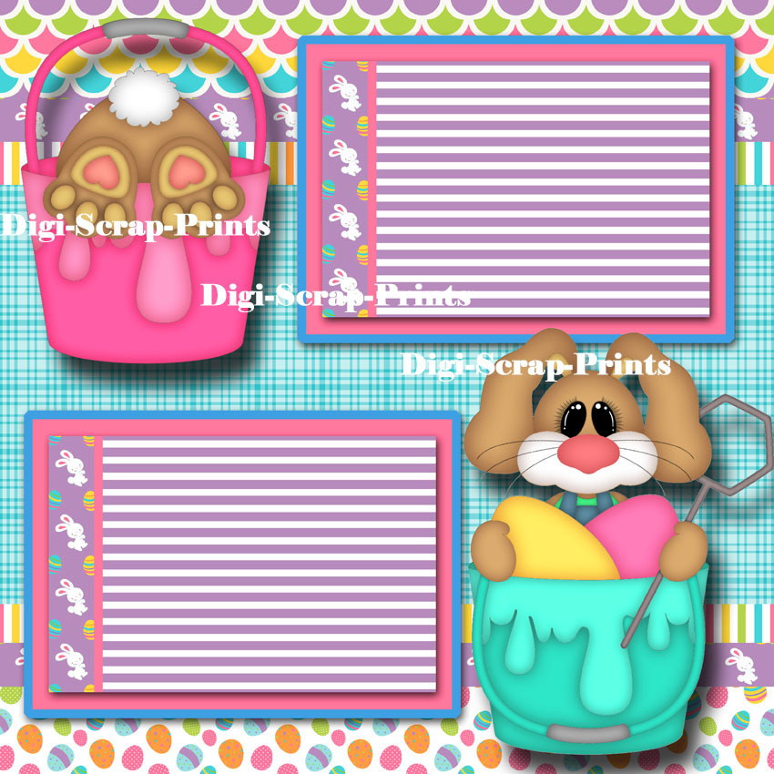 Easter Egg Hunt - 2 Premade Scrapbook Pages - EZ Layout 4164