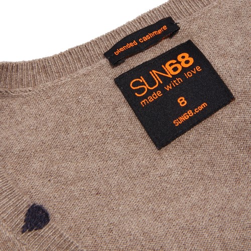2339Z maxi maglione bimba girl SUN 68 oversize brown mix wool/cashmere sweater - Picture 4 of 4