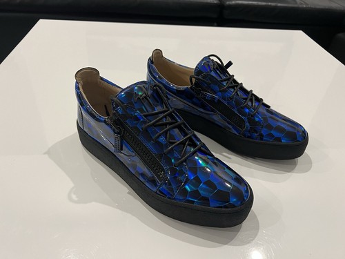 $650 Giuseppe Zanotti Frankie Low Top Glossy Sneakers Fabric Size 44 US 11 - Foto 10 di 18