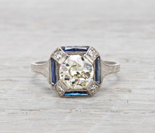 Art Deco Style 1.17 CT Round Cut Cubic Zirconia Women's Engagement Silver Ring