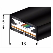 16.4ft Black Silicone LED Channel System 5 13mm for Width 10mm led strip light