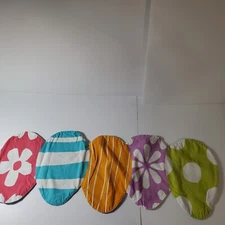 Easter Egg Pattern Table Runner Decor Striped Flower Green Purple Orange 34 Inch