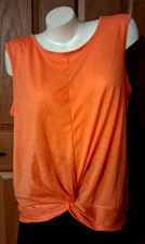 Jennifer Lauren Orange Tank Scoop Neck Knotted Front Plus Size 2X