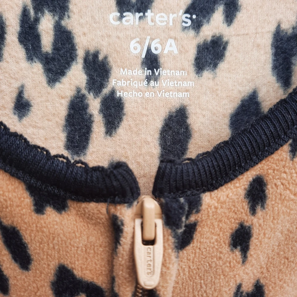 Pijama para dormir Carter's de lana con patas y estampado de leopardo talla 6 marrón negro Foto 4 de 4