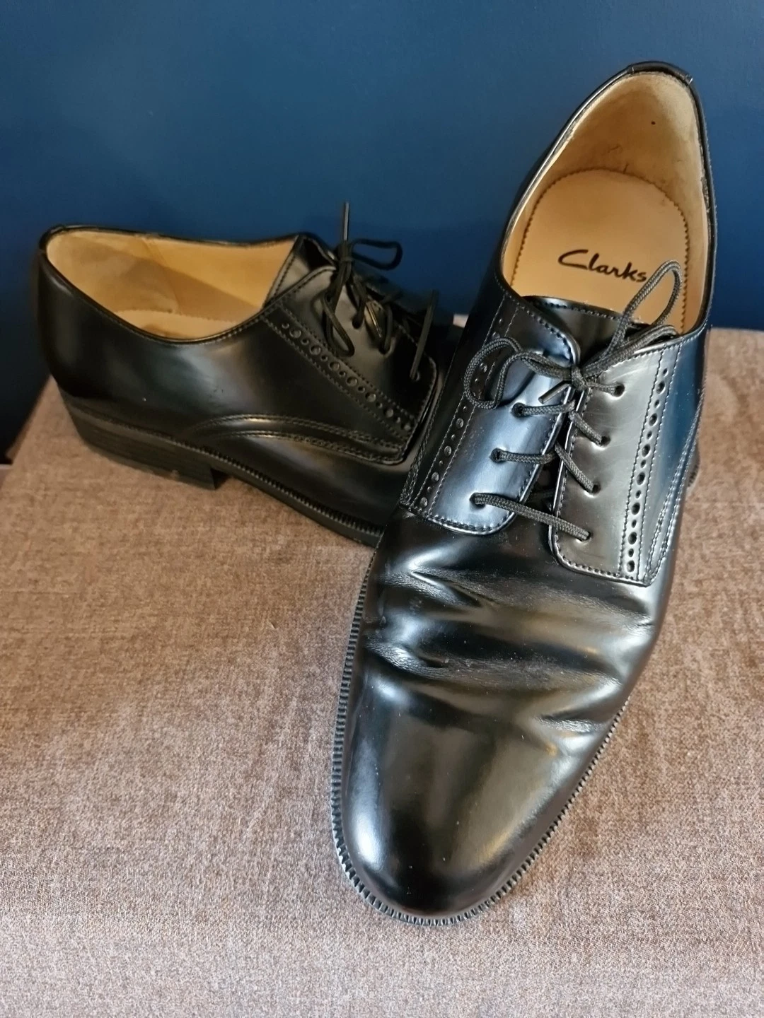 Scarpe eleganti uomo Clarks nere eleganti taglia 9 5 pelle nero lucido