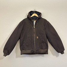 CARHARTT Washed Duck Active Jacket Mens Sz L Dark Brown Quilted Lined J130 DKB