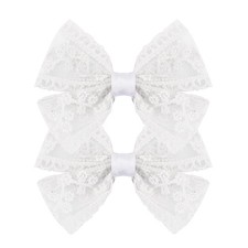 3-Inch Lace Hair Bow Clips for Girls-2PCS Vintage Multicolor Bowknot Hair Acc...