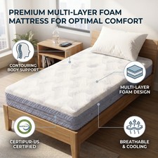 Twin Size Memory Foam Mattress CertiPUR-US CFR 1633 Certified Safe Sleep Mattr