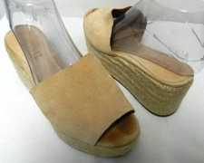 Schutz Suede espadrille wedge platform heels sandals taupe Summer Size Sz 7.5