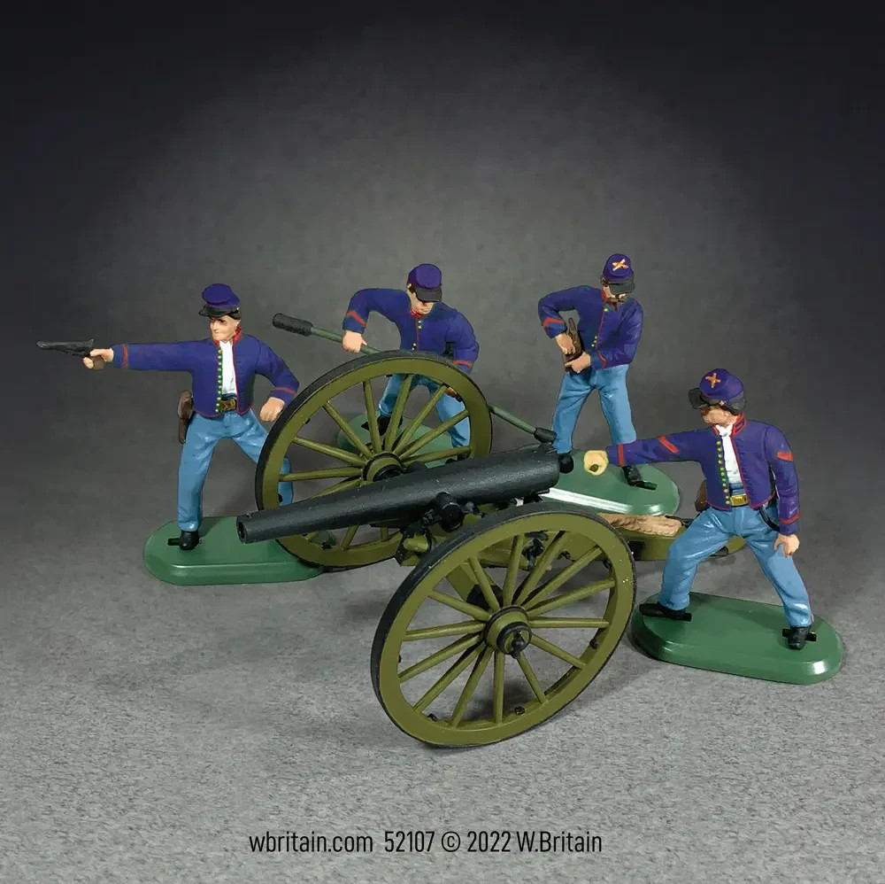 BRITAINS SOLDIERS 52107 3 Inch Ordnance Rifle Cannon with 4 Union Artillery Crew