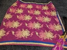 Stunning hand embroidery/Bead work wedding dupatta scarfstole Pink Blue Gold