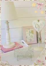 Shabby Chic home Decor Bundle - Lamp, Tray, Frames, Curtains & Mirror
