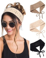 Boho Knit Headbands for Women Hippie Bandana Hair Accessories Bohemian Braided