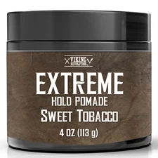 Viking Revolution Sweet Tobacco Hair Pomade for Men - Extreme Hold Water-Based H