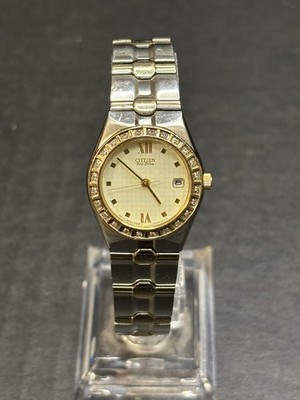 Citizen Eco Drive Women's Watch Diamond Bezel Two-Tone Bracelet E010-S008654