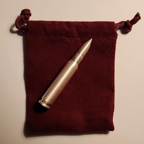 2 oz .999 Fine Silver Bullet Bullion Bar, .308 Caliber, w Red Velvet Pouch