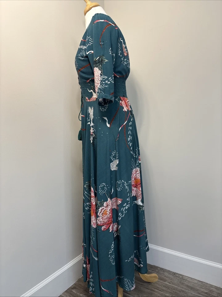 Maxis Jaase cosido a mano en el cobertizo floral inspirado en Asia cintura ajustada talla M Foto 4 de 4