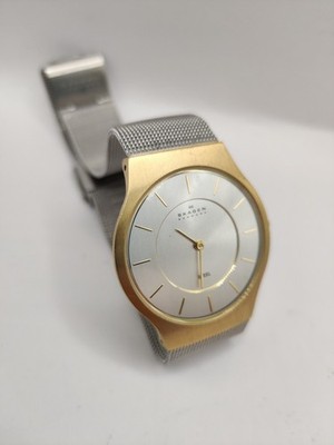 Skagen Stahl 233 LGS dünne silber-/goldfarbene Japan Quarz Damen Armbanduhr