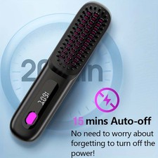 Durable Wireless Hair Straightener Brush 15min Auto-Off Safe for All Hair Types