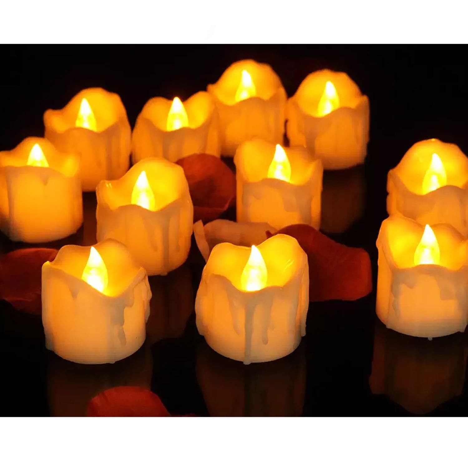 12 Bougies LED Chauffe-Plat à Piles avec Flamme Vacillante Autonomie 60h pour Photophore Déco