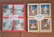 2 Boxes Vintage Christmas Cards Imported For American Greetings