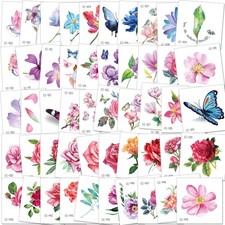 Konsait 50Sheet Flower Temporary Tattoos for Women Teens Girls, Tiny Temporar...