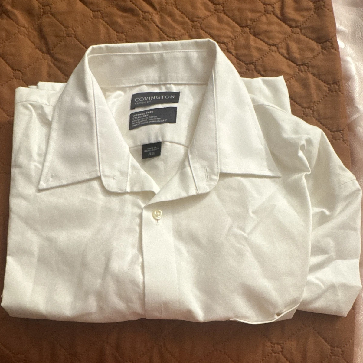 covington dress shirts Covington Men's Dress Shirt Blue 15-15.5 M 32/33 Long Sleeve Easy Care  Button Up