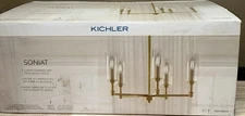 KICHLER Soniat 22" 5-Light Classic Gold Shaded Chandelier Model# 82353 READ!