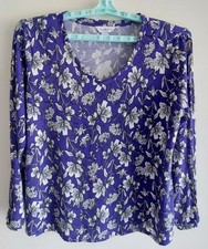 LIZ CLAIBORNE Womens XXL Purple Floral Sweater-knit Long-sleeve Pullover