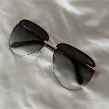 QUAY Australia The Playa 126 Oversized Aviator Sunglasses Gold Fade Polarized