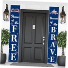 Large 4th of July Door Banner Porch Signs Decoration Patriotic Flag Blue