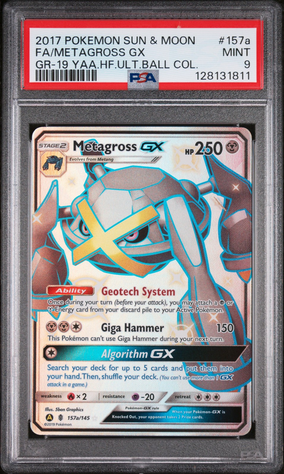 2017 POKEMON SUN & MOON GUARDIANS RISING #157A FULL ART/METAGROSS GX PSA 9