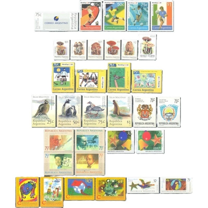 1994 AÑO COMPLETO NUEVO COMEMORATIVOS Y ORDINARIOS ARGENTINA MNH