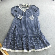 Vintage Gunne Sax Dress Womens Small Blue Prairie Western Lace Boho Cottage 80s